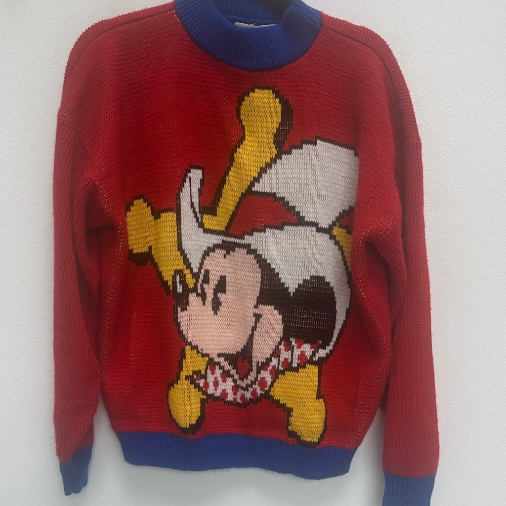 Vintage Mickey & Co Disney Red and Blue Mickey Mouse Crewneck Sweater
